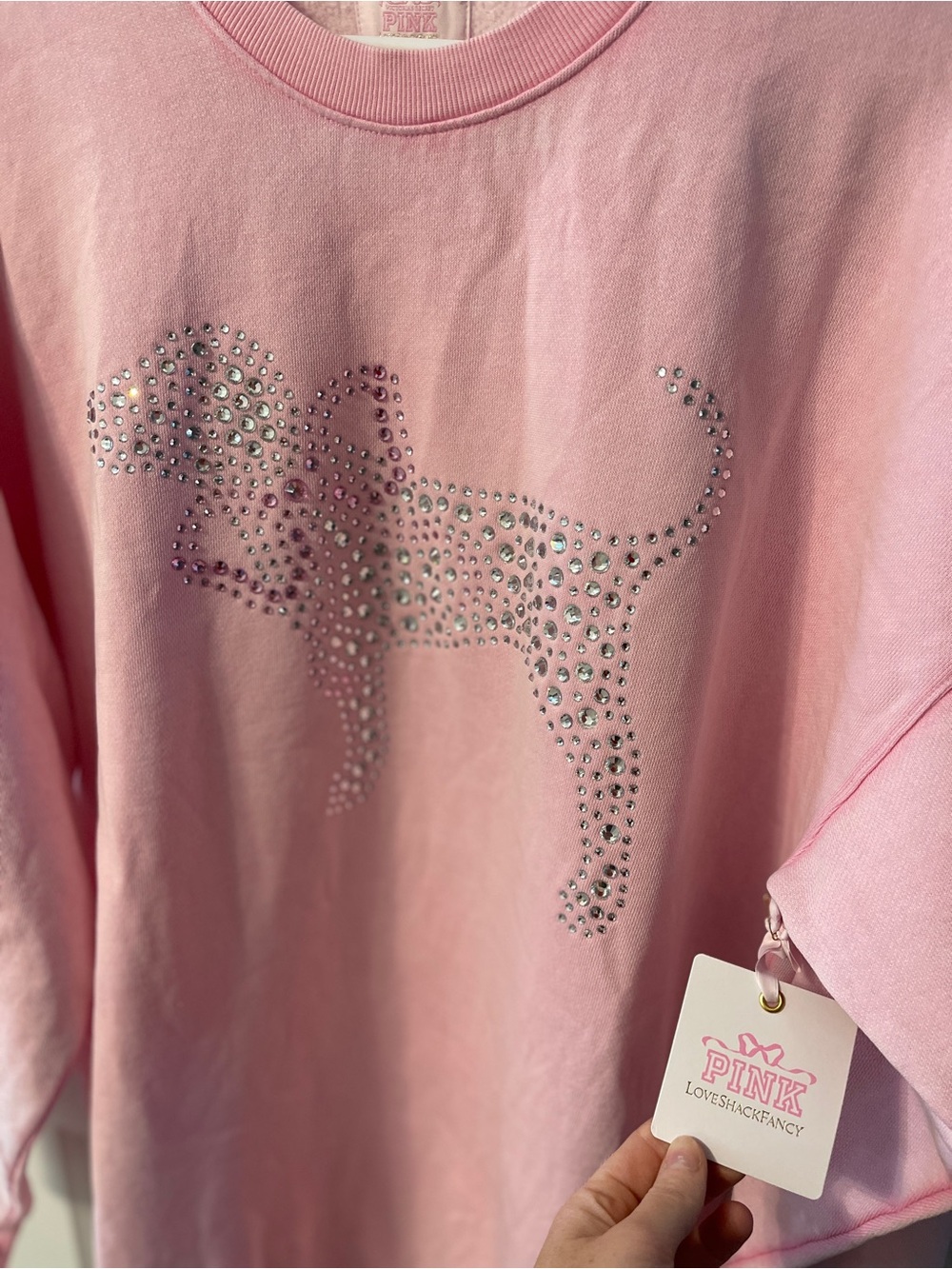 NWT Pink X LoveShackFancy Bling Dog Sweatshirt Dress L - Picture 3 of 10